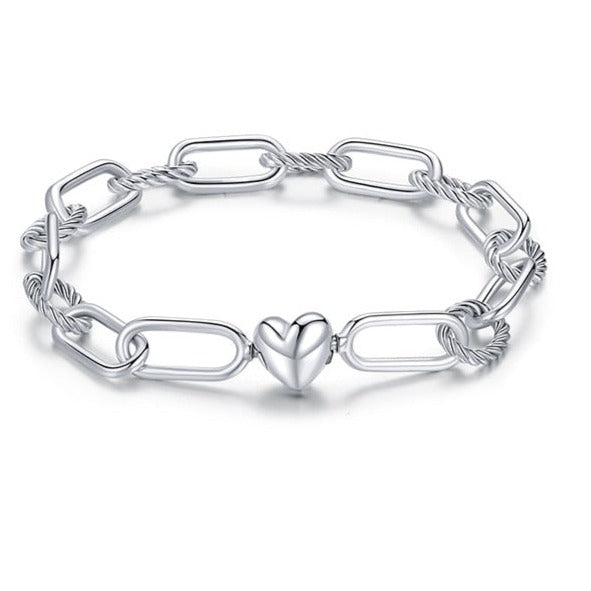 Love Heart Paper Clip Chain Bracelet