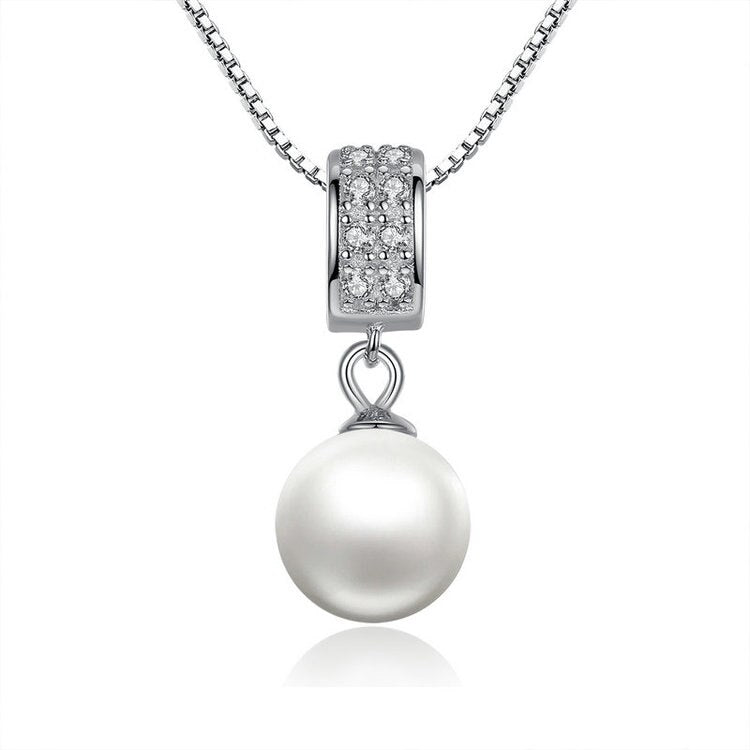 Pearl Drop Pendant Box Chain Necklace