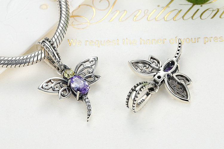Purple Dragonfly Dangle Charm