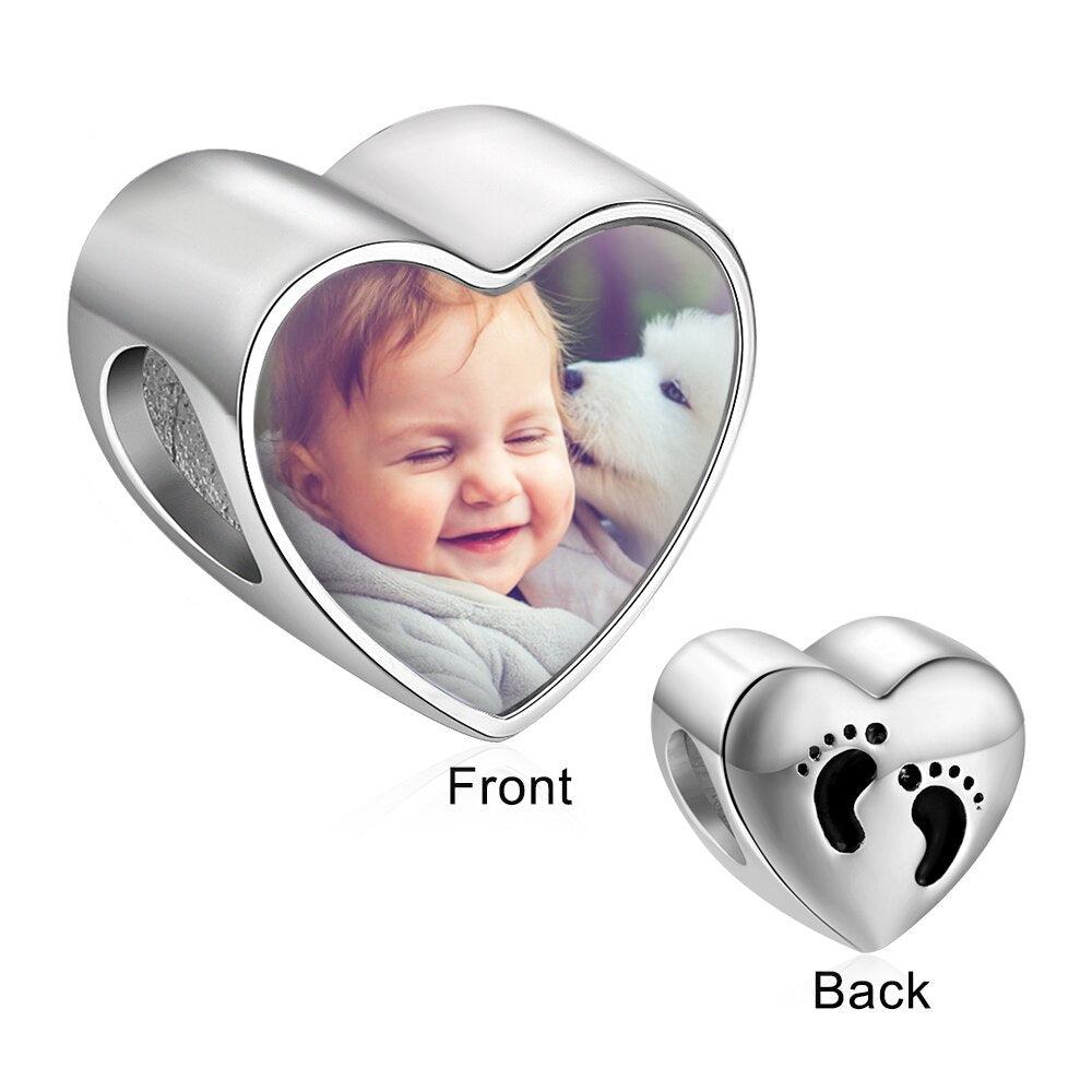 Baby Feet Personalised Heart Shaped Photo Charm1