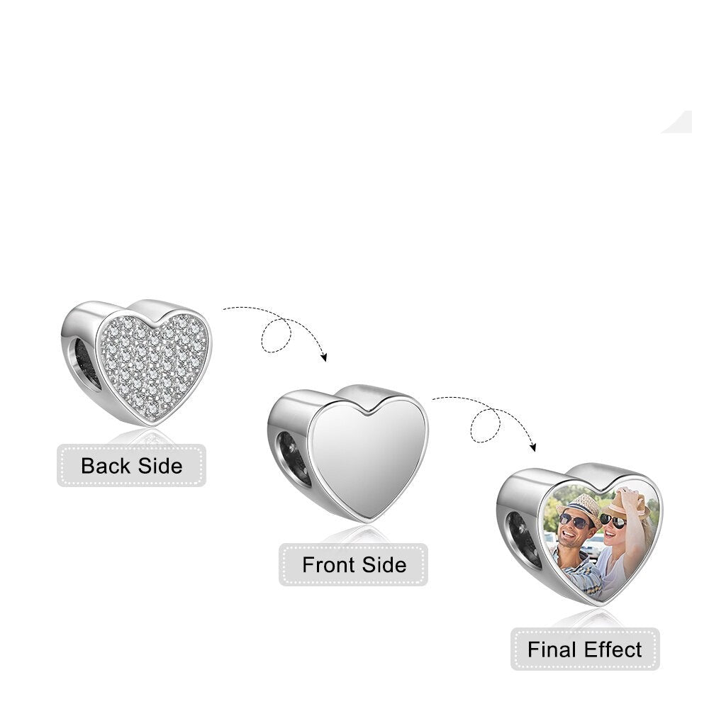 Sparkling Heart Personalized Heart Shaped Photo Charm details