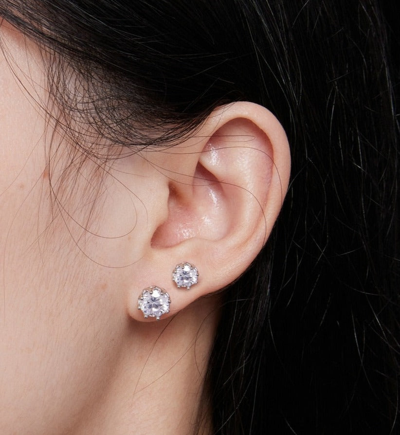 Moissanite Eight Prong Stud Earrings