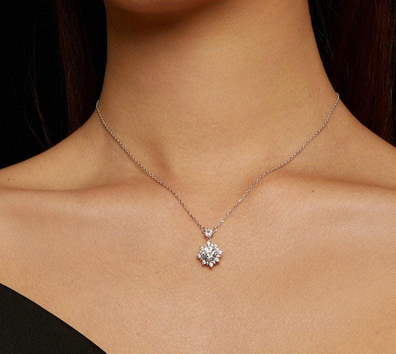 Moissanite 1 Ct Halo Necklace for women