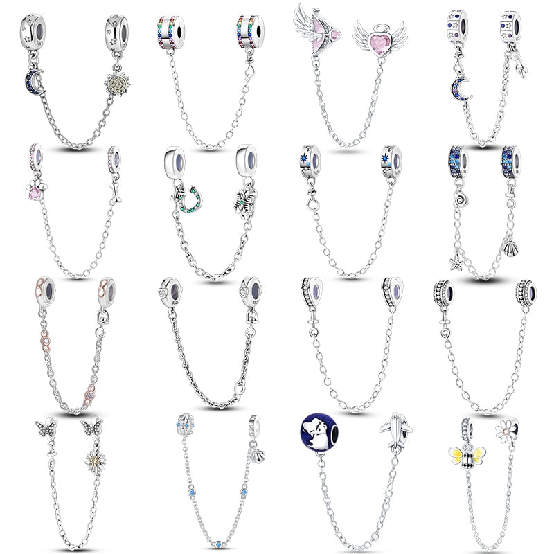 Rainbow Crystal Rows Safety Chain Charm colour images
