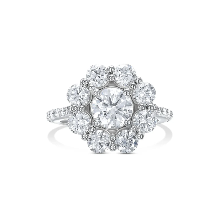 Oval diamond cluster ring with round diamonds, Tanisy Rediance 1ct Lab Grown Diamond Ring
