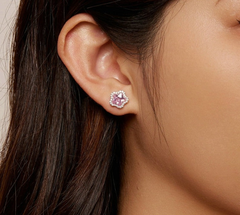 Pink Cherry Blossoms Stud Earring
