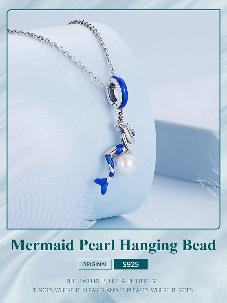 Blue Mermaid Pearl Dangle Charm