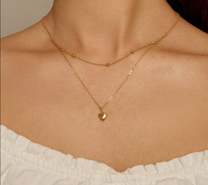 Double Layer Heart Pendant Necklace