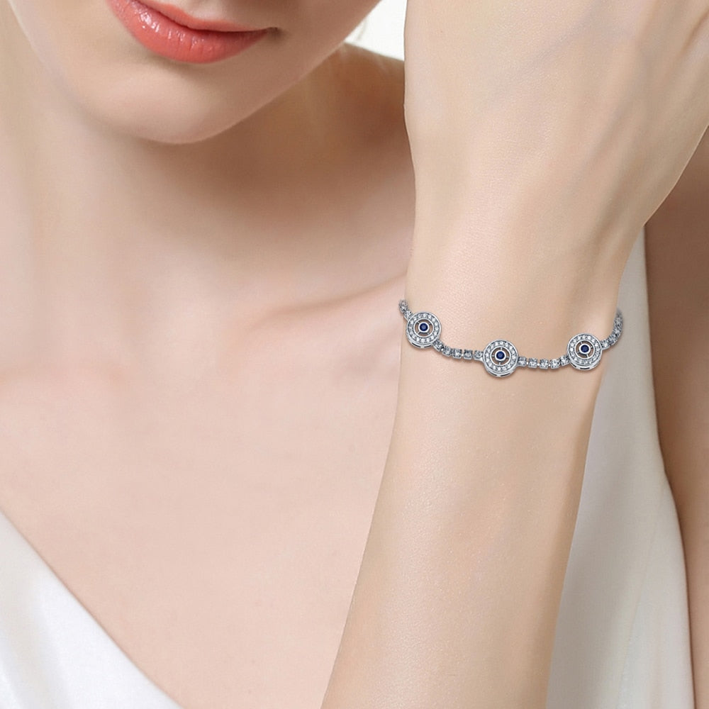 Blessed Eye Chain Slider Bracelet for women