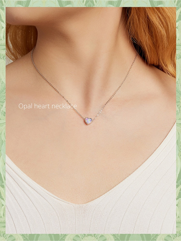 Elevate your look with this exquisite opal heart pendant necklace