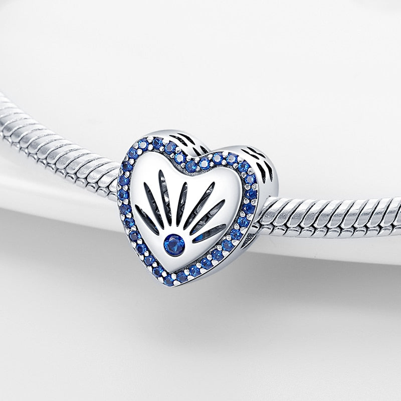 Blue Stone Heart Spacer Charm
