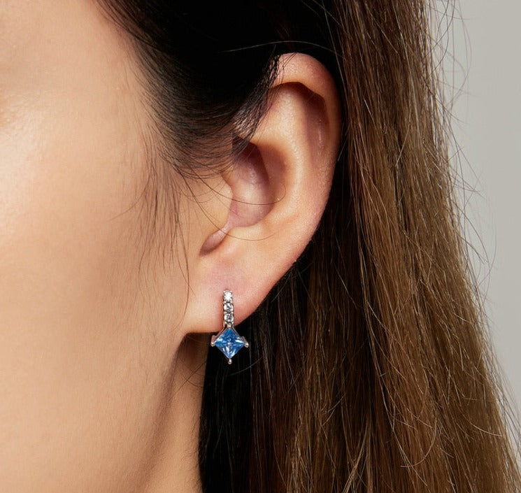 Delicate Blue Zirconium Ear Clip Earrings