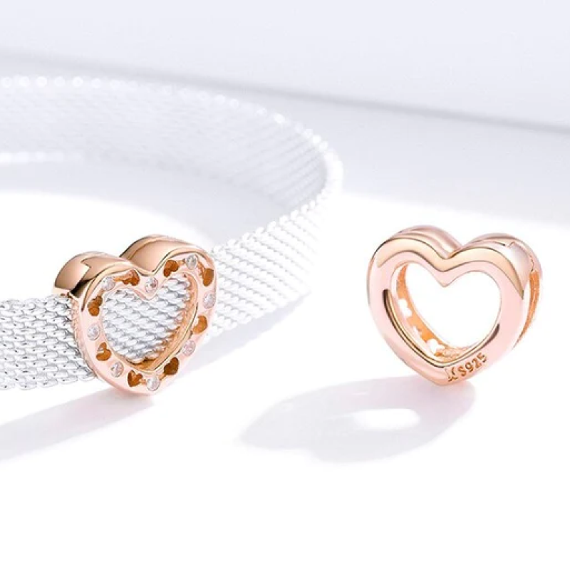 Love Heart Studded Charm for Mesh Bracelet