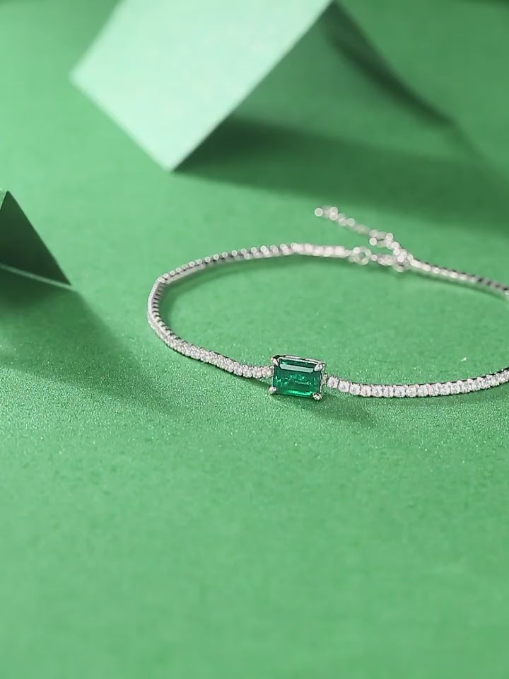 1ct Lab Grown Emerald Adjustable Bracelet