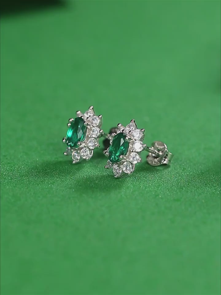 1ct Lab Grown Emerald Stud Earrings
