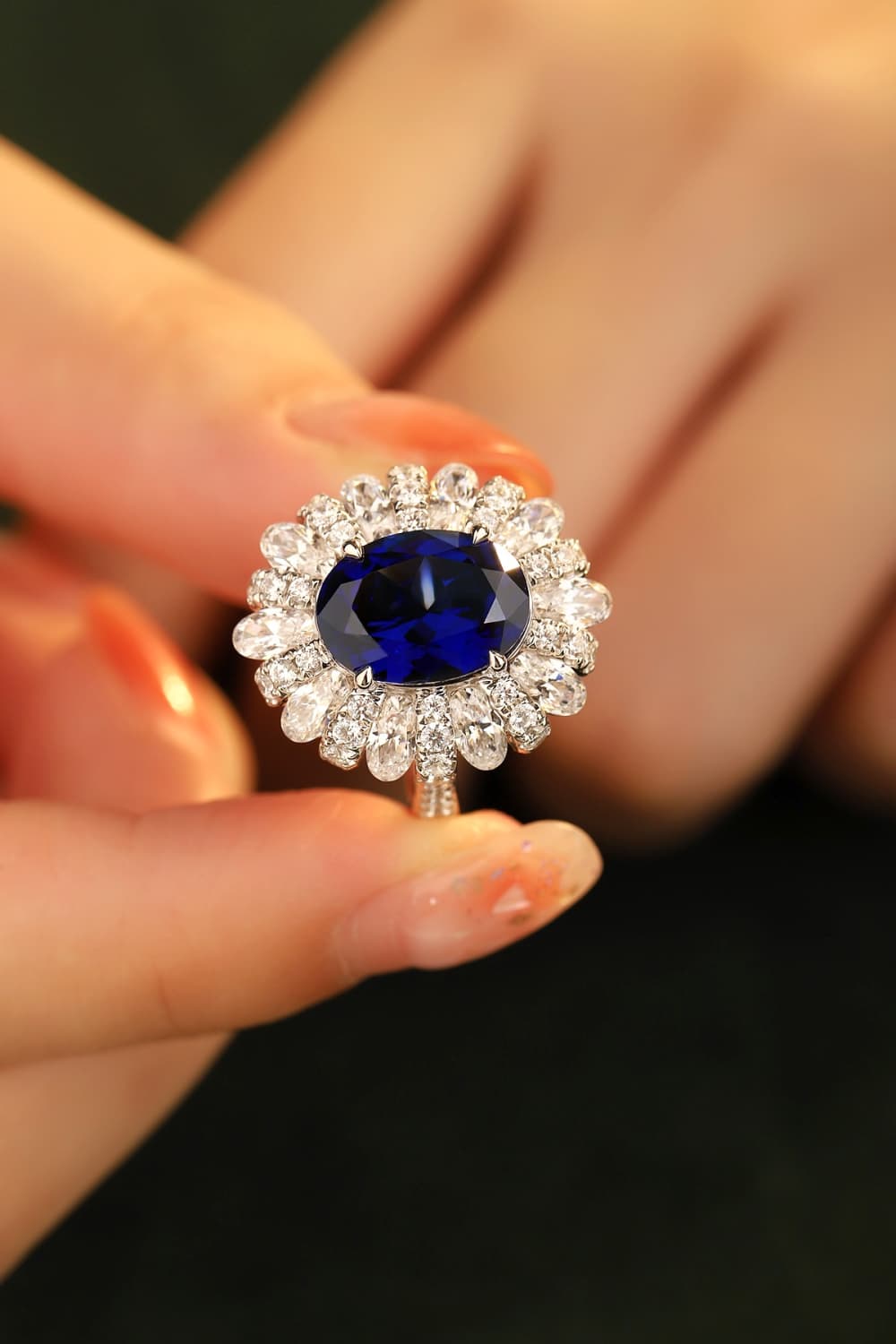 Tanisy Radiance 5 Carat Lab-Grown Sapphire Flower Shape Ring
