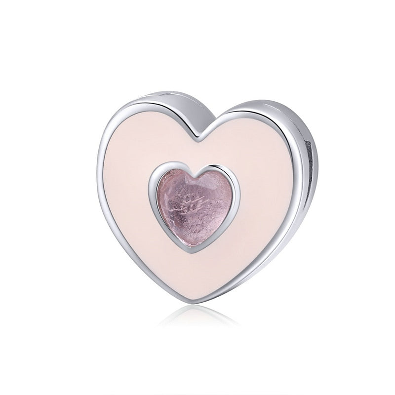 Pink Crystal Heart Charm for Mesh Bracelet