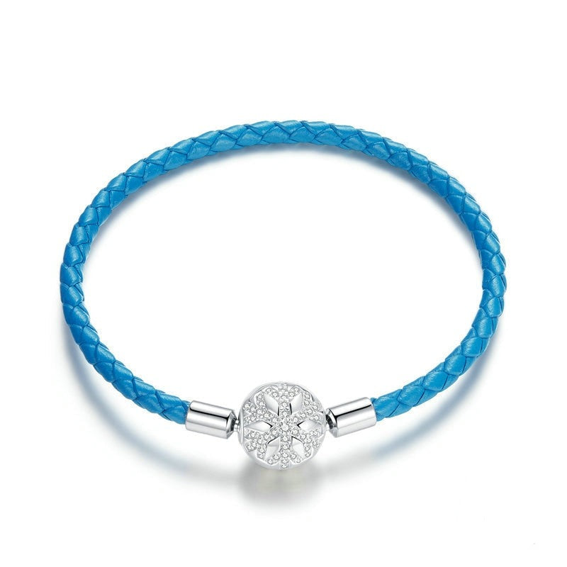 Snowflke Clip with Blue Leather Bracelet
