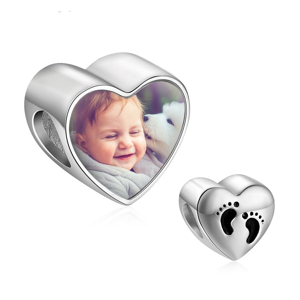 Baby Feet Personalised Heart Shaped Photo Charm