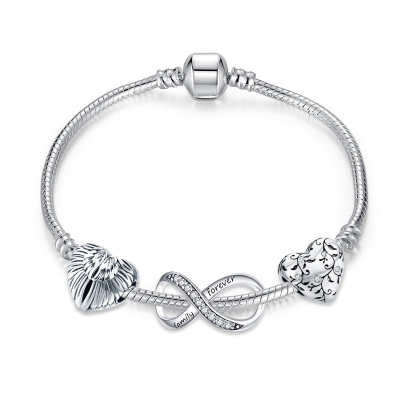 Infinity, Heart & Angel Wings Multicharm Bracelet