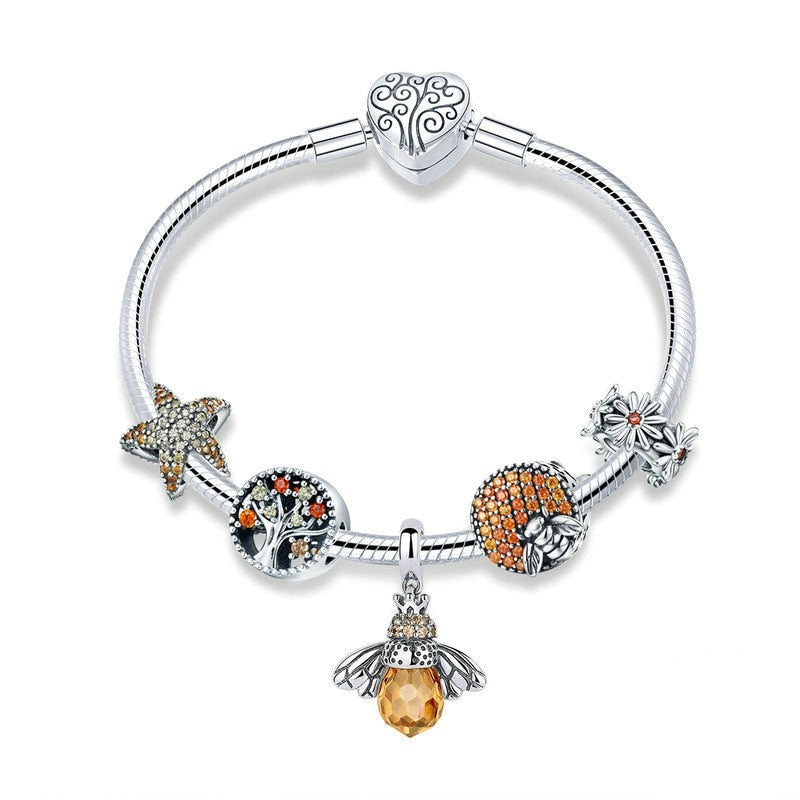 Tree of Life, Bee, Starfish & Daisy Charm Bracelet