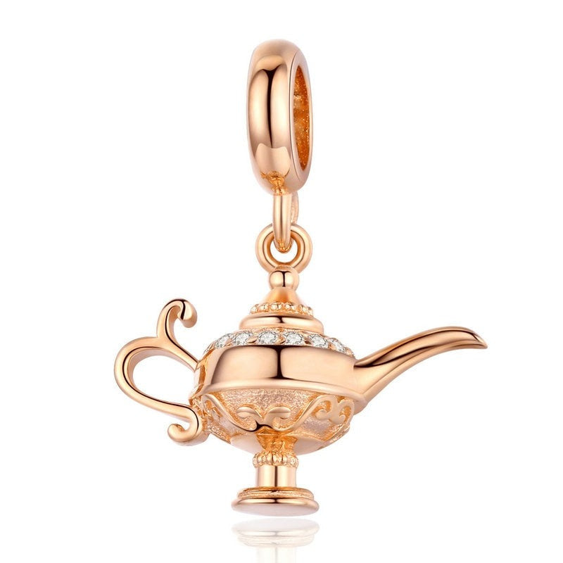 Aladdin's Jinni Lamp Dangle Rose Gold Charm
