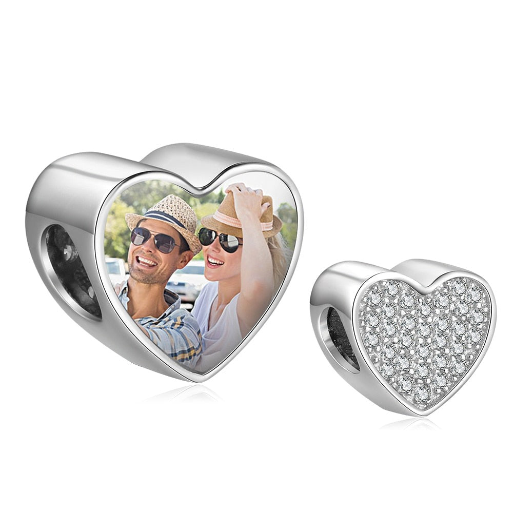 Sparkling Heart Personalized Heart Shaped Photo Charm