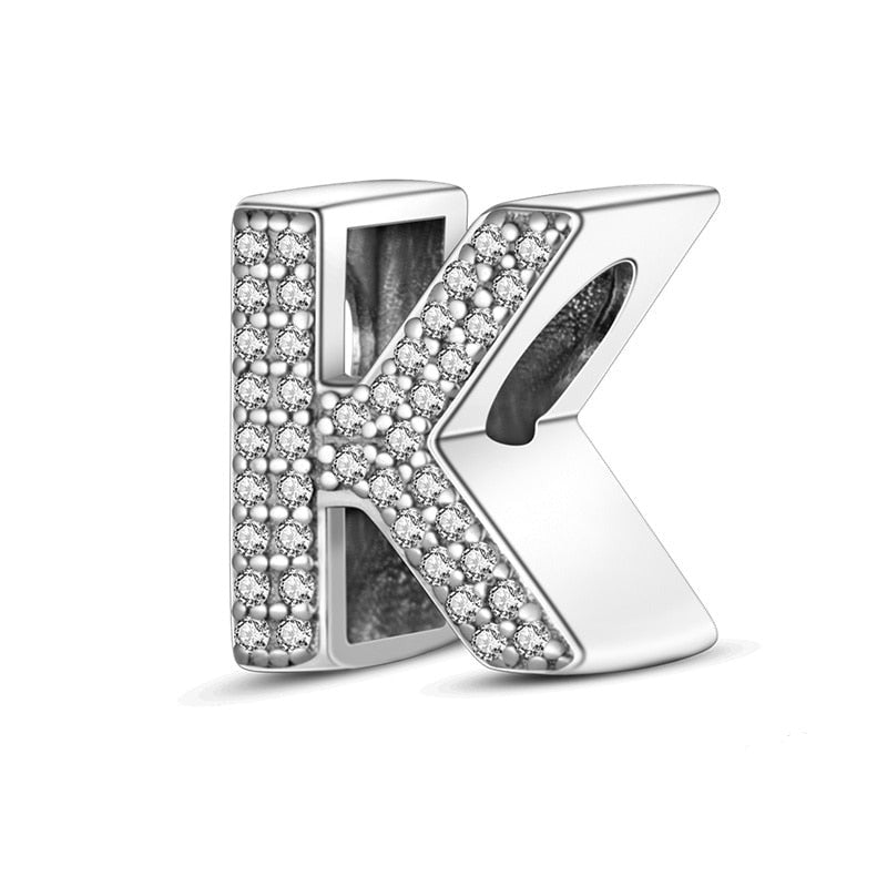 Sparkling Letter K Alphabet Charm