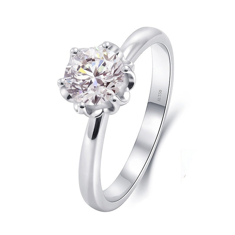 A 1.0ct round cut lab diamond engagement ring on 14k white gold