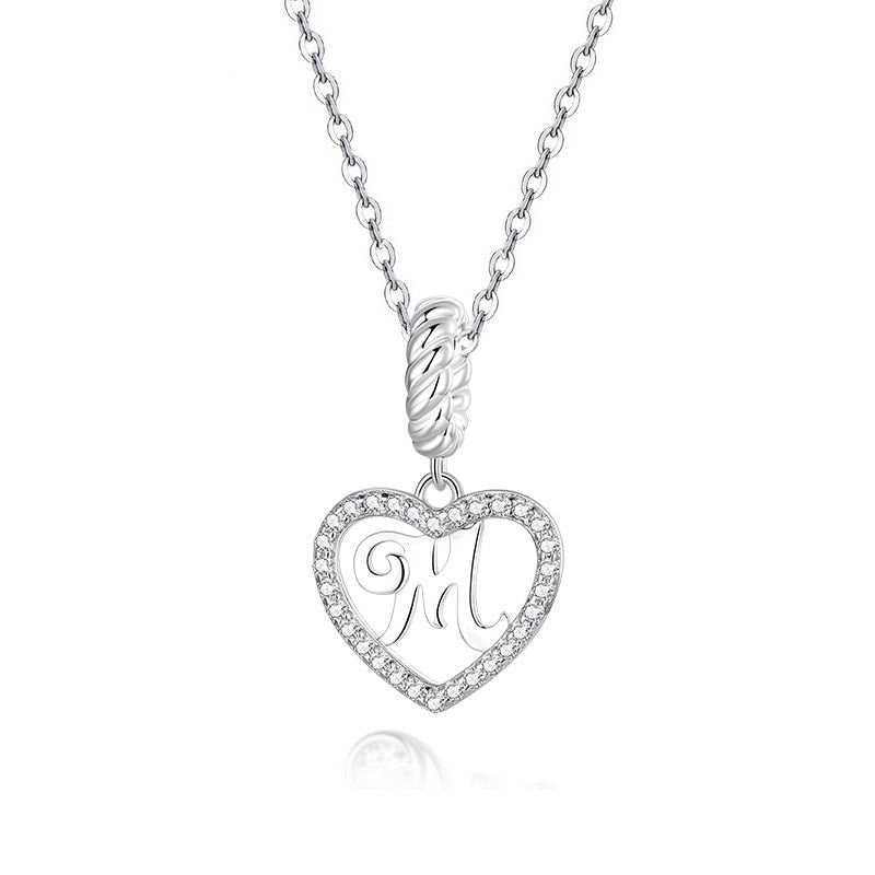 Personalized Heart Medallion Letter A to Z Initial Pendant Necklace m