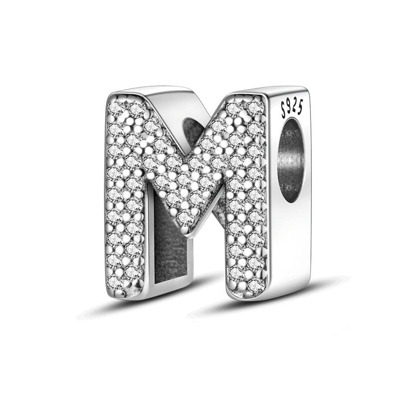 Sparkling Letter M Alphabet Charm