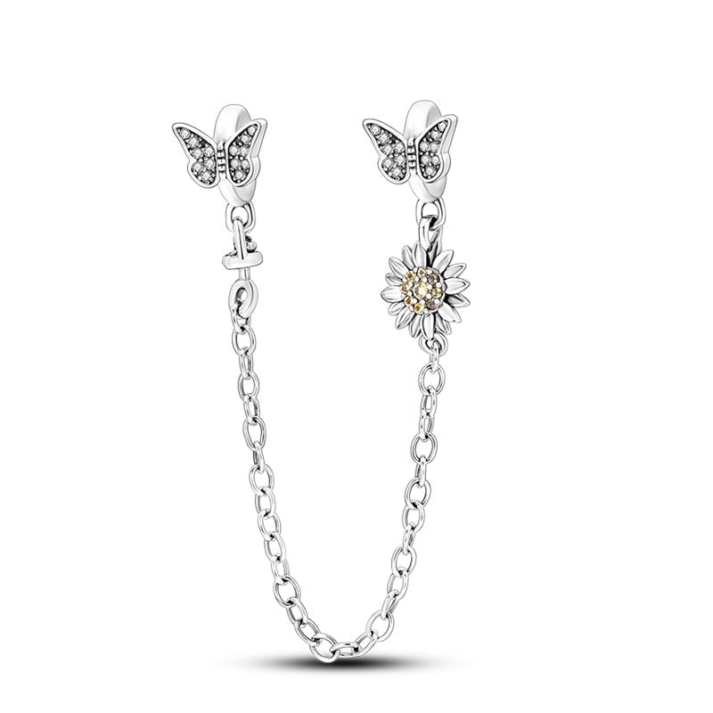 Butterflies on a Daisy Safety Chain Charm