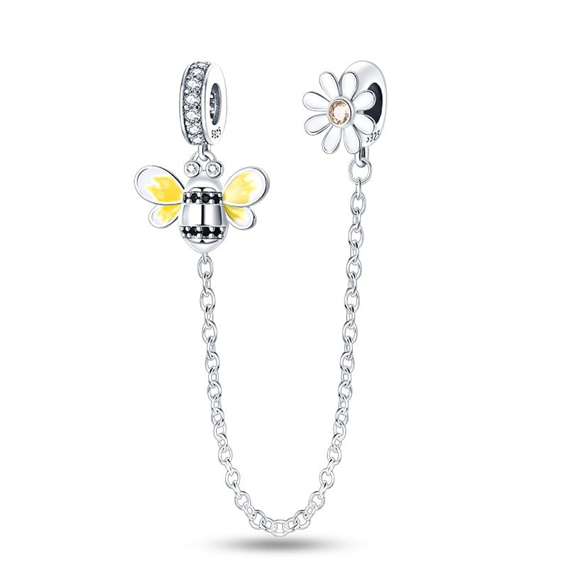 Queen Bee on a Daisy Safety Chain Charm