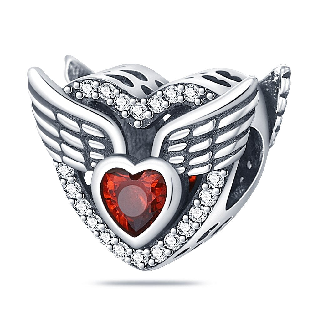 Mythical Phoenix Heart & Wings Stopper Charm