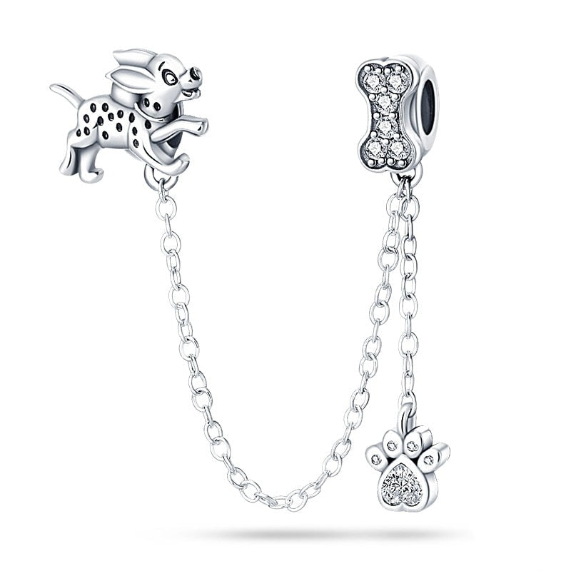 Puppy with a Bone Safety Chain Charm