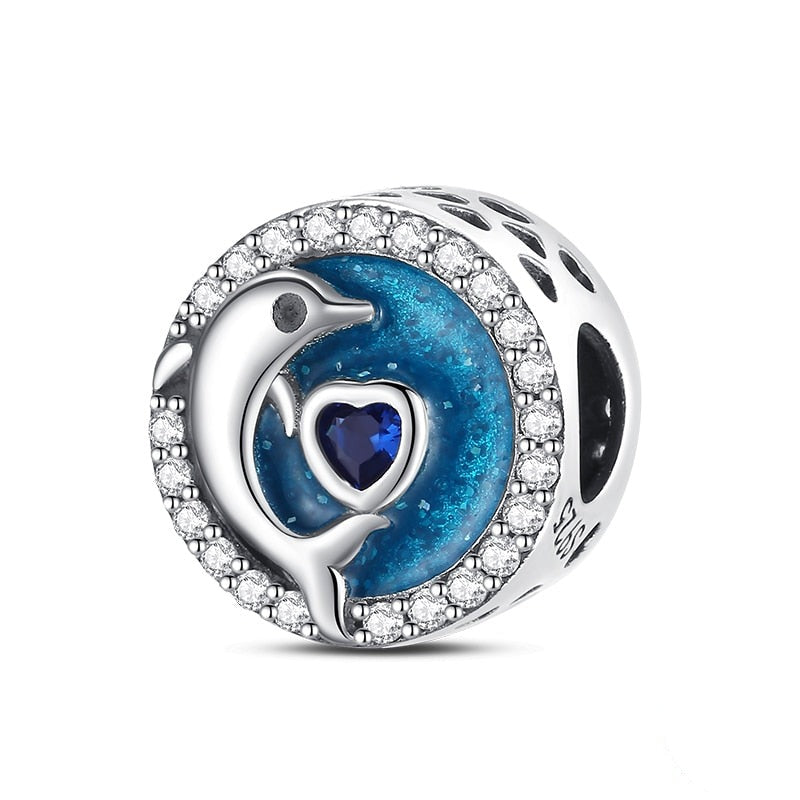 Dolphin Heart Spacer Charm