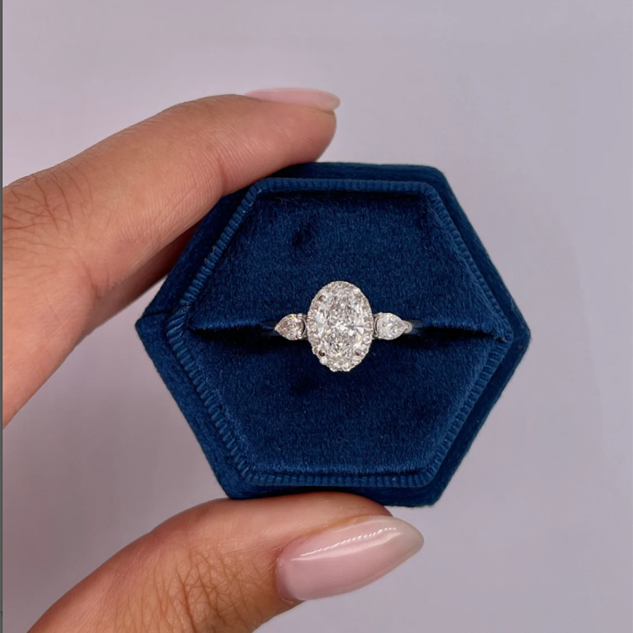 Tanisy Radiance 1.0ct Oval Cut Lab Diamond Ring on 14k White Gold