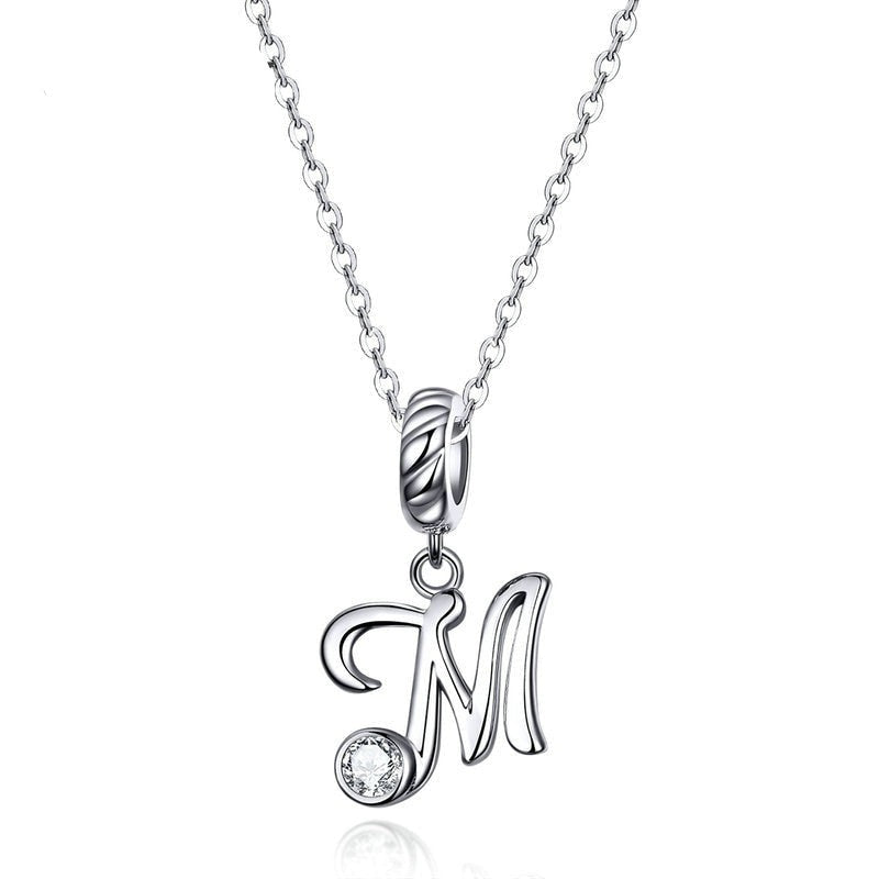 Personalized Letter A to Z Charm Pendant Necklace M